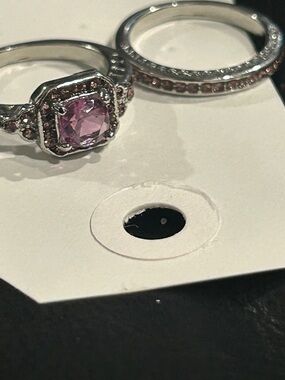 Silver Pink Gemstone Halo Ring - Women Jewelry